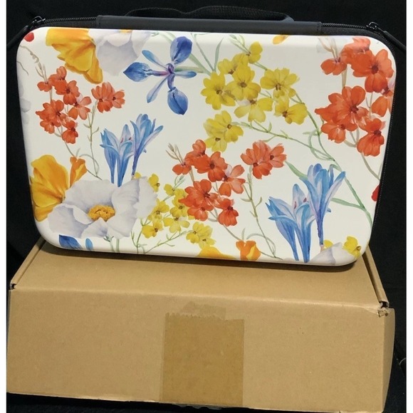 Case Handbags - Case Floral Travel Storage Bag Organizer Hard Shell Zippered Case White Multi